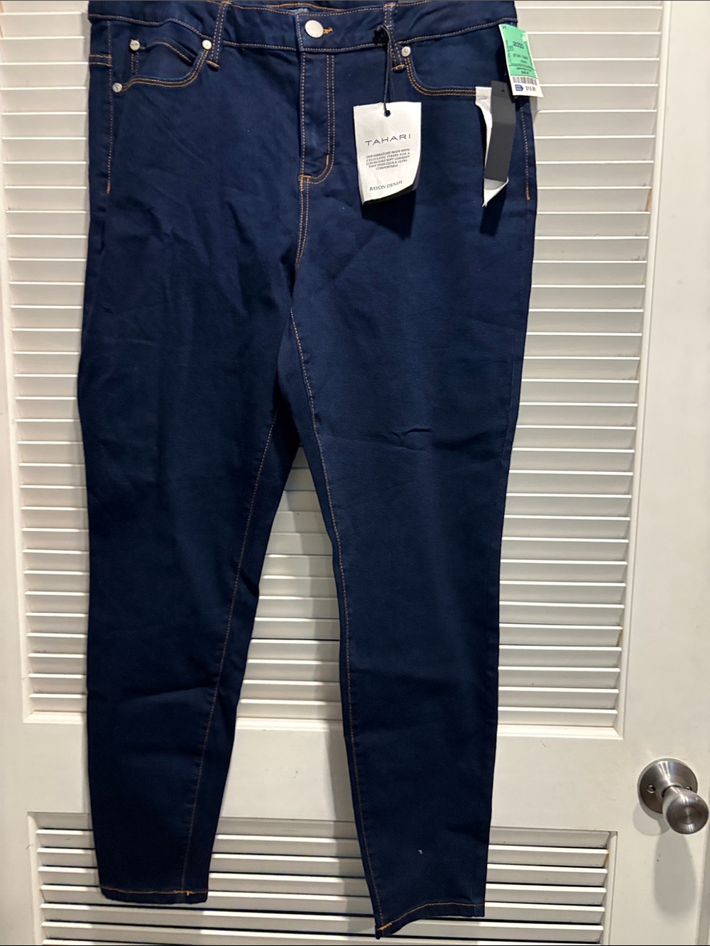 Tahari Women’s Navy Slim Straight Jeans